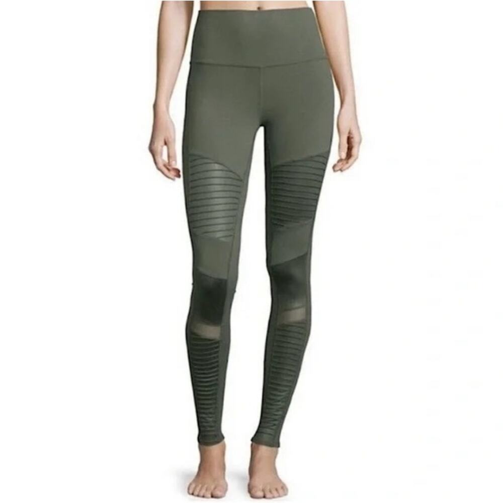 Alo Moto Leggings Green Size Small
